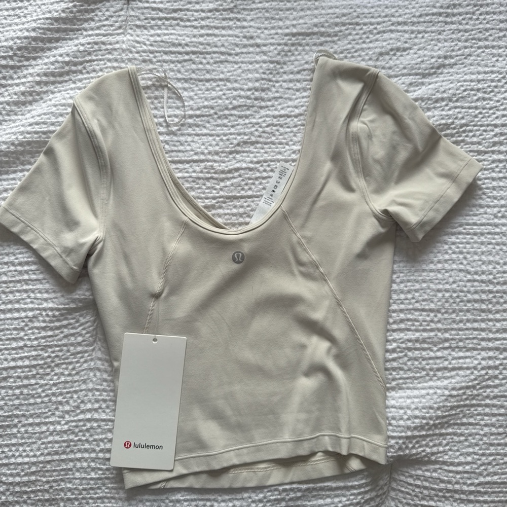 lululemon athletica Cream Scoop-Neck Short Sleeve Crop Top